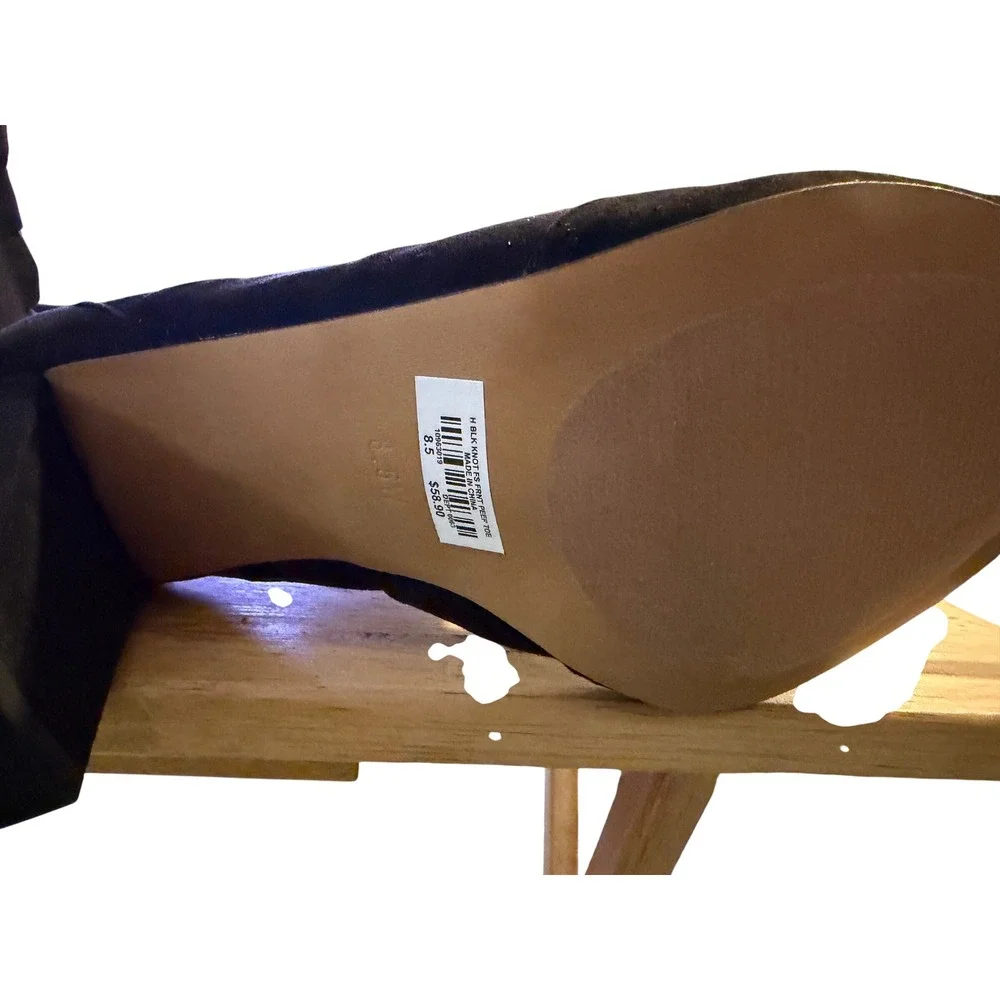 Black‎ Suede Bow Gladiator Heels Open Toe Zipper Ankle Boots Women's Size 8.5